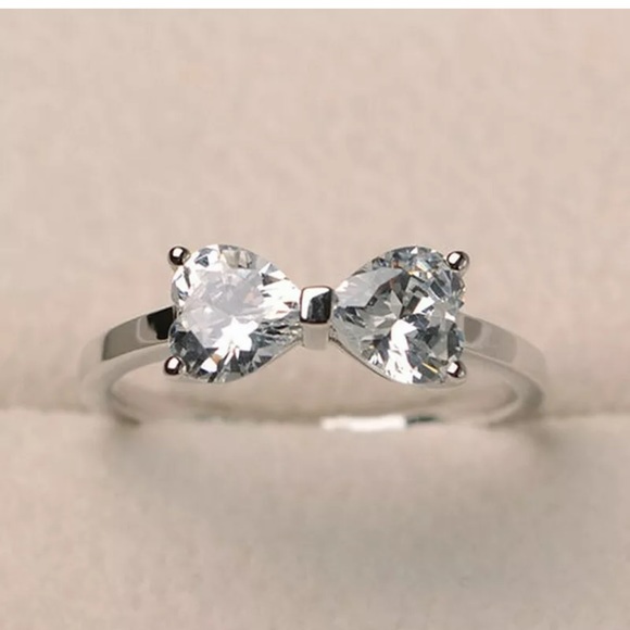 Jewelry - Heart To Heart Rings 925 Silver  White Sapphire